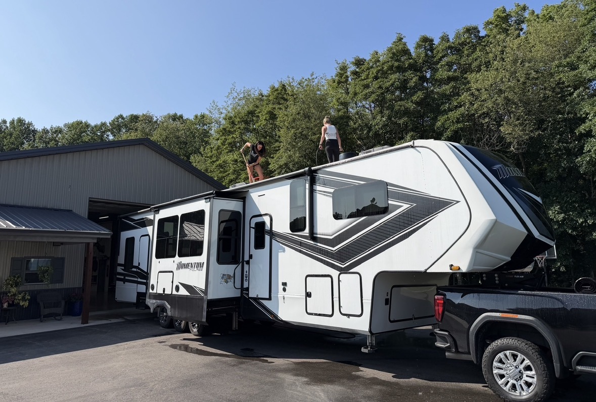 Roof detailing on a large RV